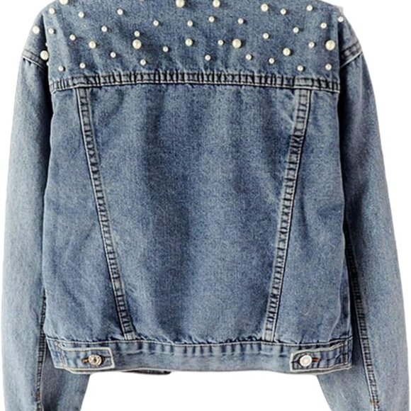 Pearl Embellished Denim Jacket - Picture 2 of 4